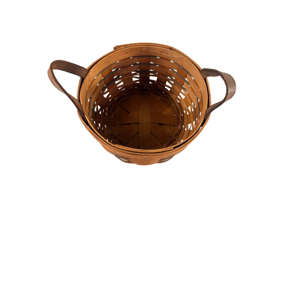 1993 Longaberger Heartland Button Basket Dark Stain 7"RD x 3"H - Picture 2 of 3